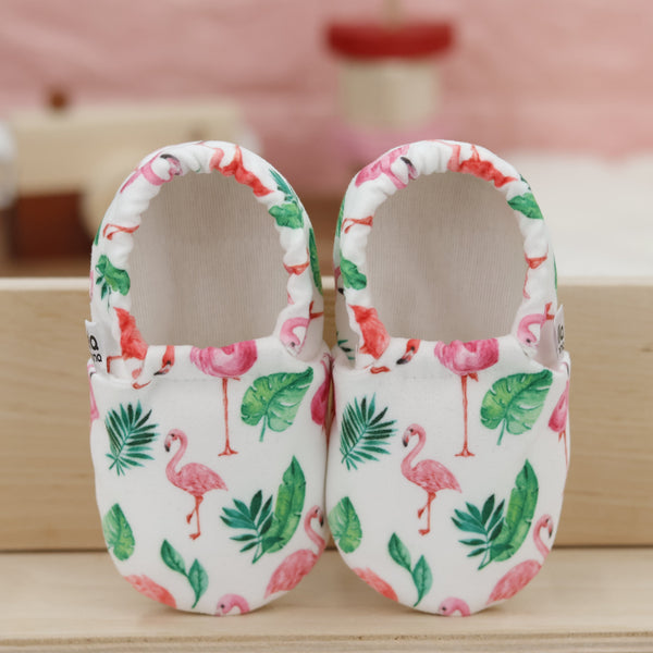 Ella Bonna Non-Slip Sole Flamingo Patterned Baby Booties, Home Boot Slippers Nursery Shoes