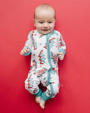 Bamboo Zip Romper | Checkered Bolts