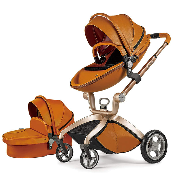Baby Stroller: Height-Adjustable Seat and Reclining Baby Carriage with Four-Wheel Shock Absorption, Bidirectional, Elevated View, Stylish Stroller - MOOGCO Baby