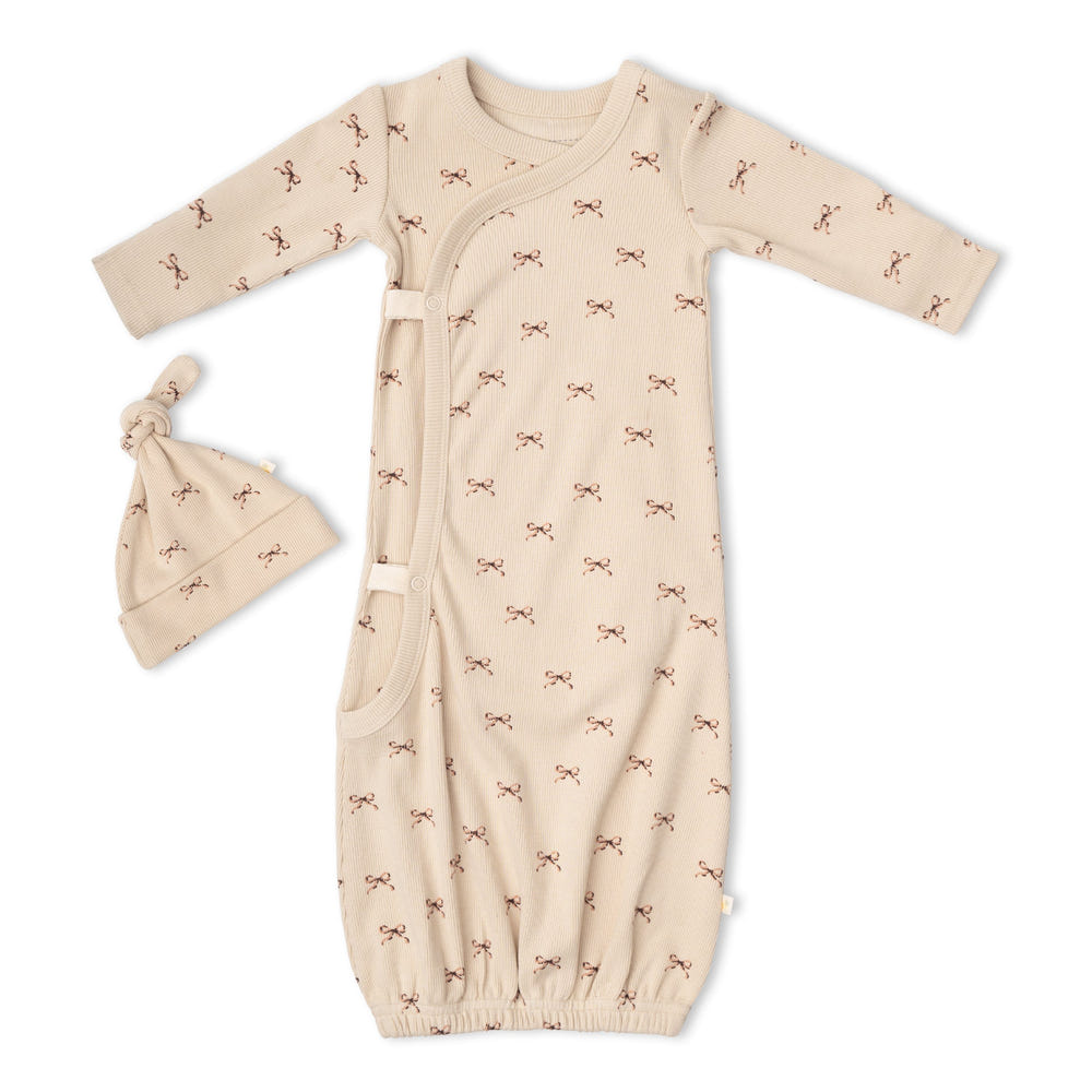 Organic Kimono Infant Sleep Gown - Tiny Bows