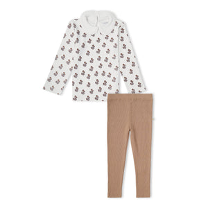 Organic Ruffle Collar Top & Legging Set - Loom