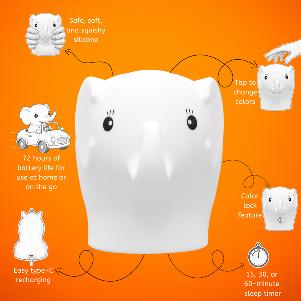 LumiPets® Eggbert the Elephant- Children's Touch Night Light