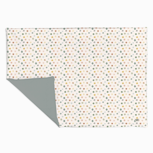 Playful Posies Organic Cotton Mat for babies, featuring vibrant floral designs, perfect for playtime and tummy time.