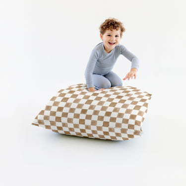 Checker Toffee Bean Bag for babies, offering comfort and style in a cozy design. Perfect for playtime and relaxation.