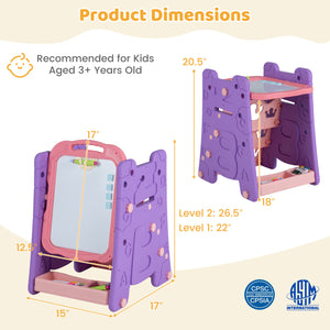 Kids' art easel with double-sided magnetic board, perfect for creative activities and imaginative play.
