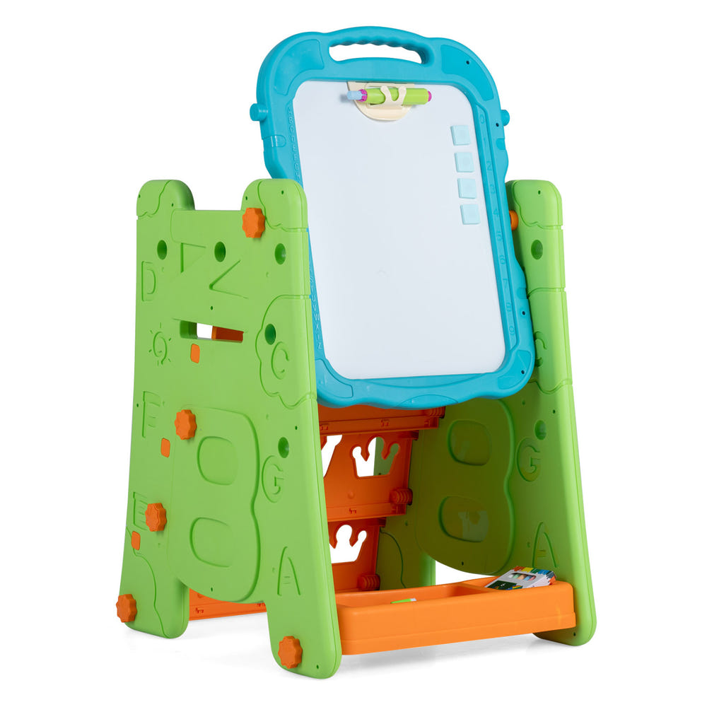 Double-sided magnetic art easel for kids, perfect for creative activities and fun learning.