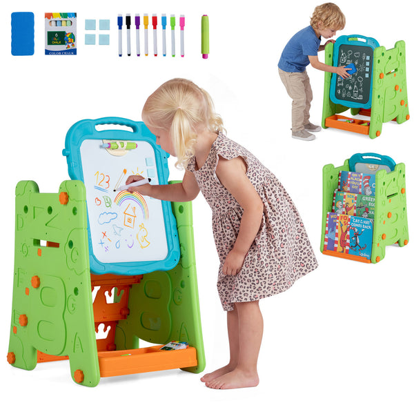 Kids' art easel with double-sided magnetic board, perfect for creative activities and fun learning.