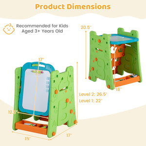 Kids' art easel with double-sided magnetic board, perfect for creative activities and imaginative play.