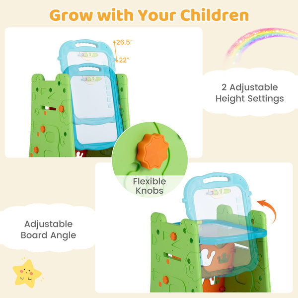 Kids' art easel with double-sided magnetic board, perfect for creative activities and learning fun.