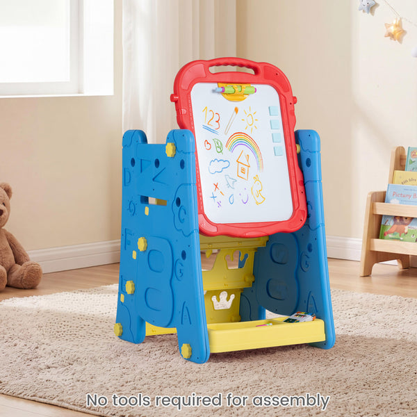 Kids' art easel with double-sided magnetic board, perfect for creative activities and imaginative play.
