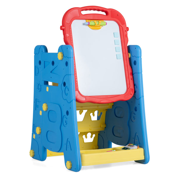 Kids' art easel with double-sided magnetic board, perfect for creative activities and imaginative play.