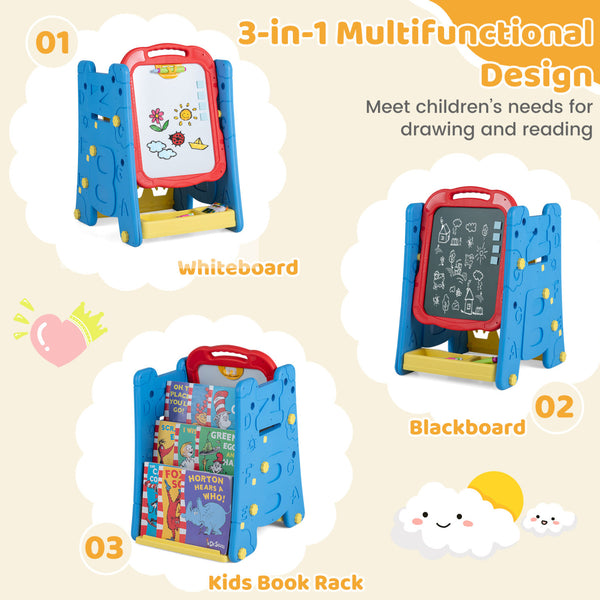 Kids' art easel with double-sided magnetic board, perfect for creative activities and fun learning.