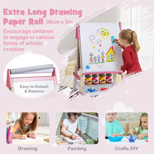 3-in-1 Art Easel for Kids with Magnetic Chalkboard and Whiteboard