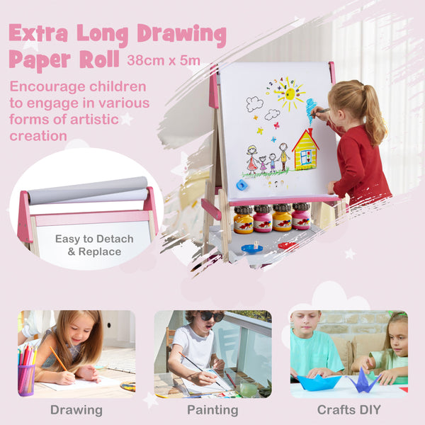 3-in-1 Art Easel for Kids with Magnetic Chalkboard and Whiteboard