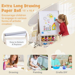 3-in-1 Art Easel for Kids with Magnetic Chalkboard and Whiteboard