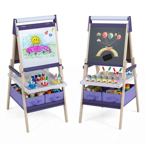 3-in-1 Art Easel for Kids with Magnetic Chalkboard and Whiteboard