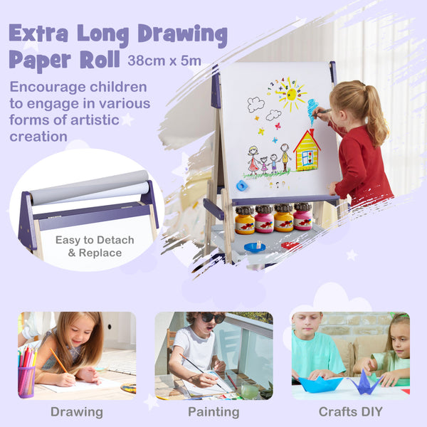 3-in-1 Art Easel for Kids with Magnetic Chalkboard and Whiteboard