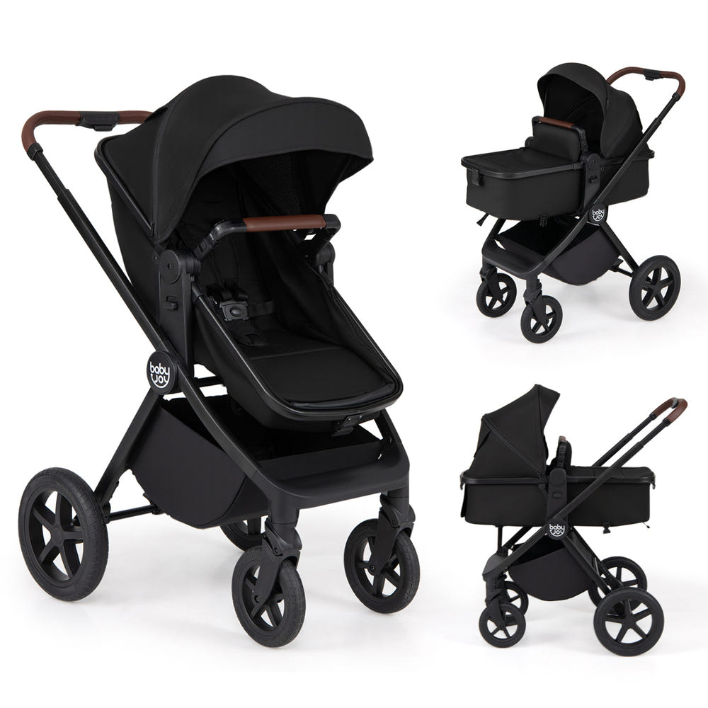 3-in-1 Convertible High Landscape Bassinet Stroller with Reversible Seat