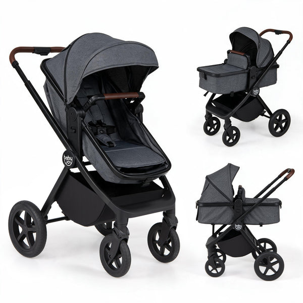 3-in-1 Convertible High Landscape Bassinet Stroller with Reversible Seat