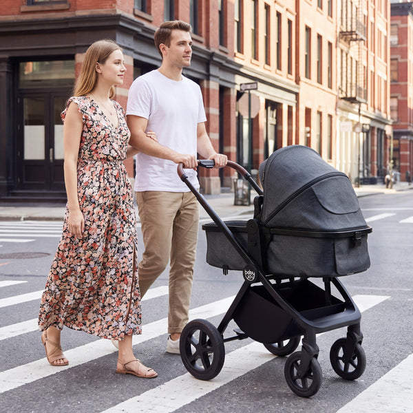 3-in-1 Convertible High Landscape Bassinet Stroller with Reversible Seat