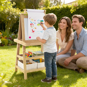 3 in 1 Double-Sided Storage Art Easel - Height-Adjustable for Toddlers & Kids