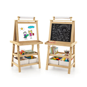 3 in 1 Double-Sided Storage Art Easel - Height-Adjustable for Toddlers & Kids