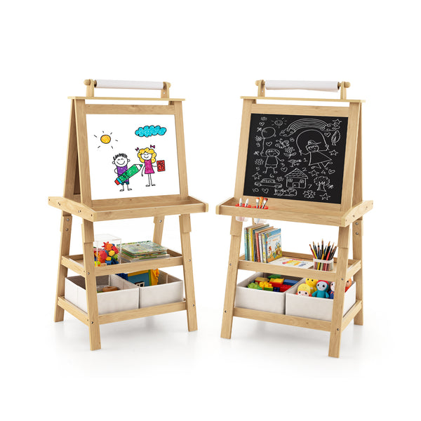 3 in 1 Double-Sided Storage Art Easel - Height-Adjustable for Toddlers & Kids