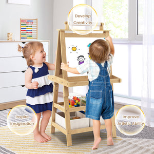 3 in 1 Double-Sided Storage Art Easel - Height-Adjustable for Toddlers & Kids