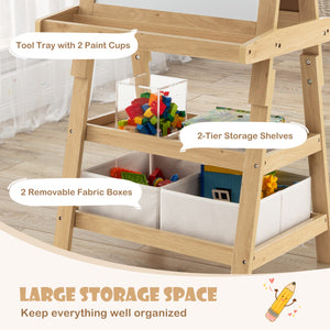 3 in 1 Double-Sided Storage Art Easel - Height-Adjustable for Toddlers & Kids