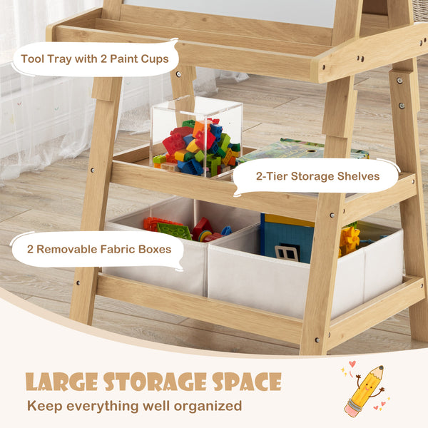 3 in 1 Double-Sided Storage Art Easel - Height-Adjustable for Toddlers & Kids