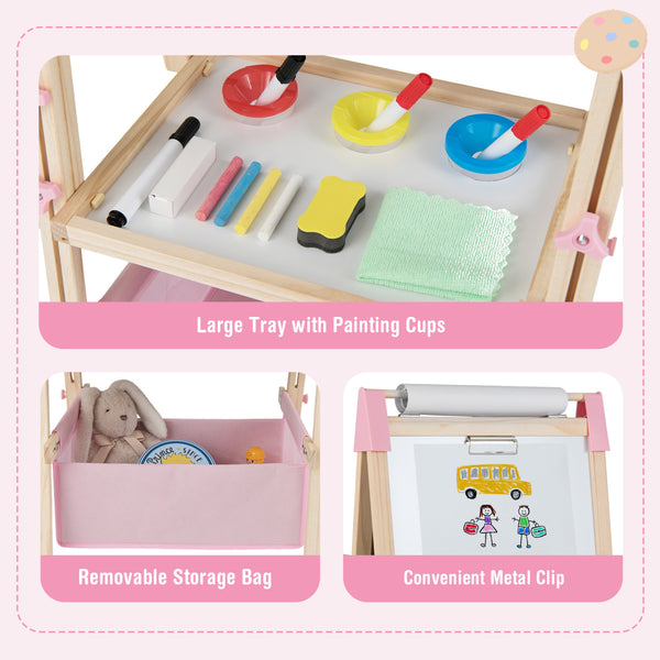 3-in-1 Double-Sided Adjustable Kid Easel for 3-8 Years Old Toddlers