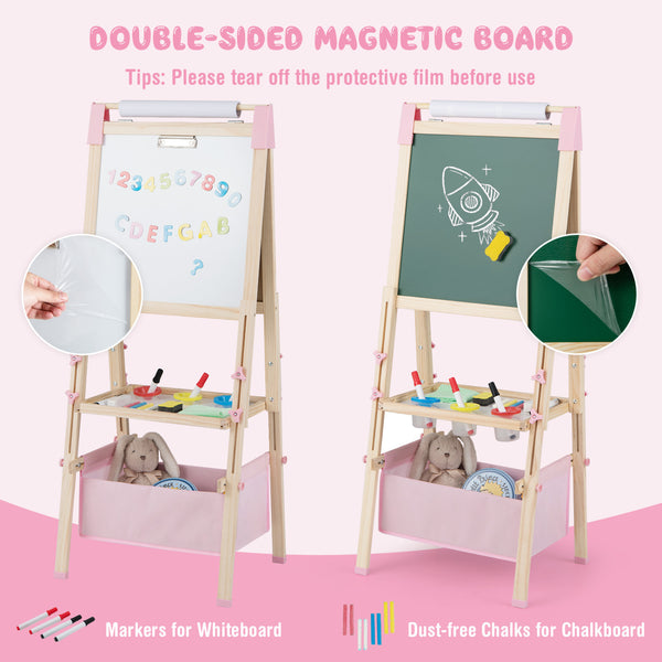 3-in-1 Double-Sided Adjustable Kid Easel for 3-8 Years Old Toddlers
