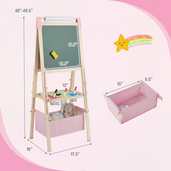 3-in-1 Double-Sided Adjustable Kid Easel for 3-8 Years Old Toddlers