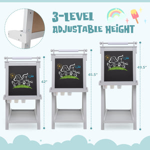 3-in-1 Double-sided Art Easel with Chalkboard and Magnetic Whiteboard for Kids