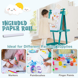 3-in-1 Double-sided Art Easel with Chalkboard and Magnetic Whiteboard for Kids