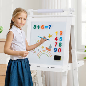 3-in-1 Double-sided Art Easel with Chalkboard and Magnetic Whiteboard for Kids