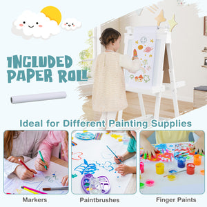 3-in-1 Double-sided Art Easel with Chalkboard and Magnetic Whiteboard for Kids