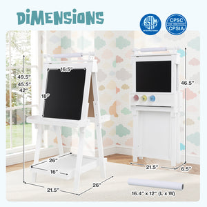 3-in-1 Double-sided Art Easel with Chalkboard and Magnetic Whiteboard for Kids