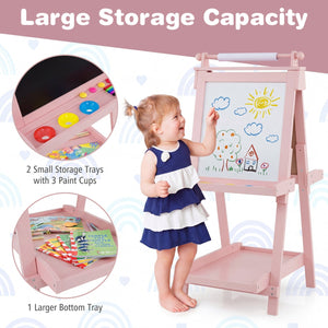 Double-Sided Kids Art Easel with Chalkboard & Whiteboard