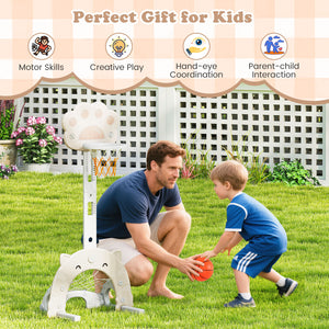 3 in 1 Kids Basketball Hoop with Basketball and Foldable Rim