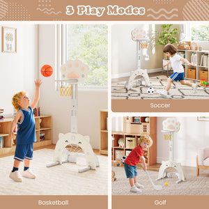 3 in 1 Kids Basketball Hoop with Basketball and Foldable Rim