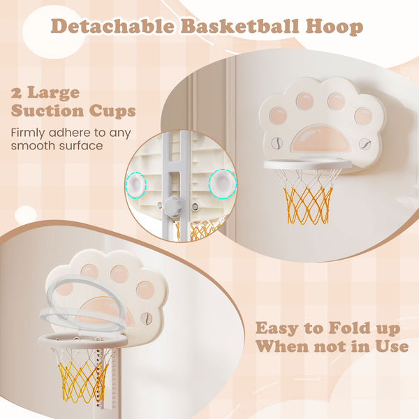 3 in 1 Kids Basketball Hoop with Basketball and Foldable Rim
