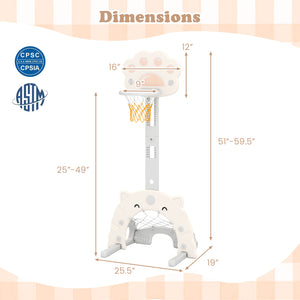 3 in 1 Kids Basketball Hoop with Basketball and Foldable Rim