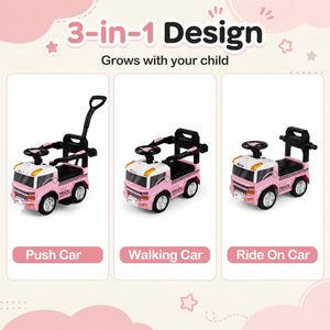 3-in-1 Kids Ride On Push Car for Toddlers 3 to 5 Years Old with Music