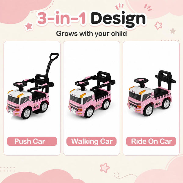 3-in-1 Kids Ride On Push Car for Toddlers 3 to 5 Years Old with Music