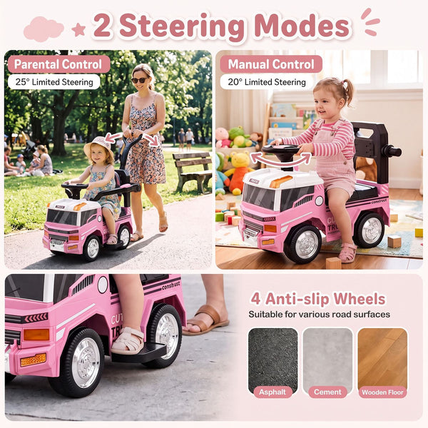 3-in-1 Kids Ride On Push Car for Toddlers 3 to 5 Years Old with Music