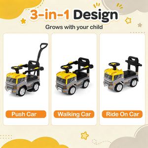 3-in-1 Kids Ride On Push Car for Toddlers 3 to 5 Years Old with Music