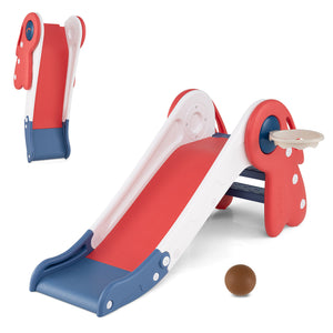 3 in 1 Toddler Slide Baby Slide Climber Playset with Basketball Hoop and Basketball