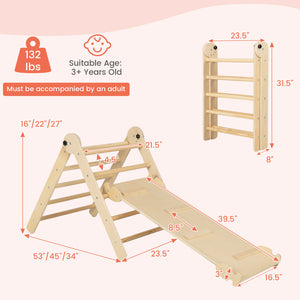 3-in-1 Climbing Set Foldable and Adjustable Kids Triangle Set