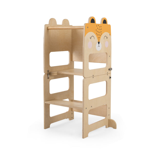 3-in-1 Wooden Kids Toddler Kitchen Step Stool with Blackboard